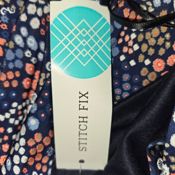 Kaileigh Stitch Fix Women XL Tasha Knit Mini Dress Ditsy Floral Navy Stretch NWT - Picture 13 of 15